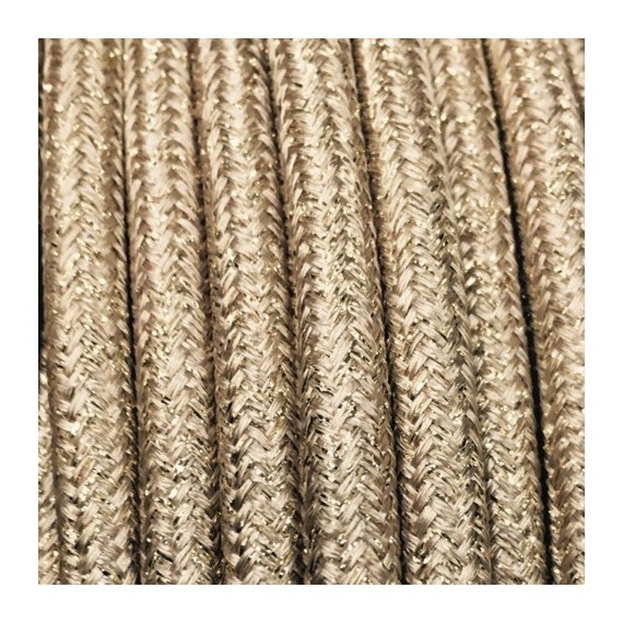 Fil électrique tissu câble rond 2x0.75 mm² Fil Électrique Tissu Or Blond 2x0,75mm² - Câble Électrique Textile de Qualité