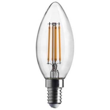 Ampoules LED Filament Verre Clair - Ampoule LED Flamme E14 – 2,2W – 470 lm – 3000K Blanc Chaud – Classe A – Équiv. 40W