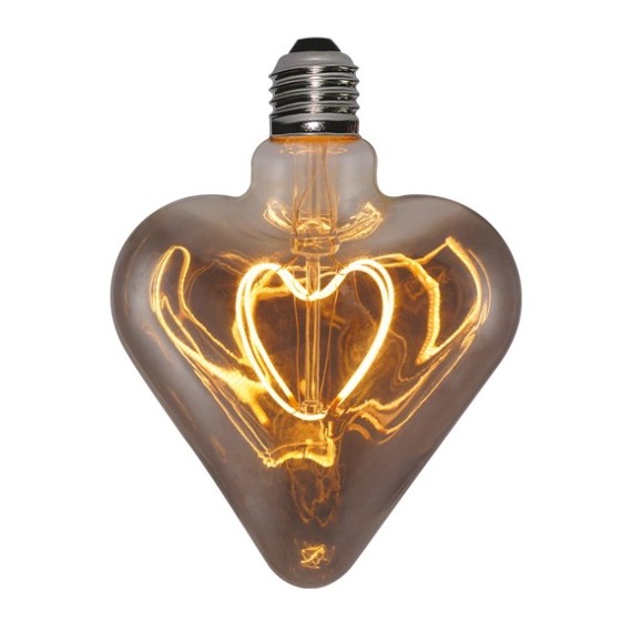 Ampoules LED Déco, Vintage et Rétro - Ampoule LED Cœur Verre Fumé Gris 5 W – Éclat Élégant et Filament Spirale Dimmable