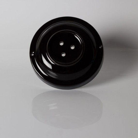 Composants - Rosace porcelaine noire 3 sorties