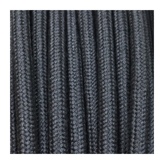 Fil électrique tissu câble rond 2x0.75 mm² Câble Textile Lin Gris Ardoise