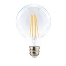 Ampoules LED Déco, Vintage et Rétro - Ampoule LED Globe 95 mm – 7W – 720 lm – 2200 K – Verre Clair – Filament Déco