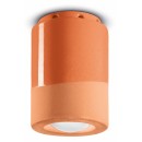 Luminaires - Plafonnier abat-jour Ø8.5 cm H12 cm en céramique, Corail, forme cylindrique – Culot E14 – Série PI – Ferroluce