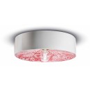 Luminaires - Plafonnier abat-jour Ø40 cm H11 cm en céramique, décor Floral Rouge, forme cylindrique – Culot E27 – Série PI – ...
