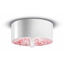 Luminaires - Plafonnier abat-jour Ø25 cm H11 cm en céramique, décor Floral Rouge, forme cylindrique – Culot E27 – Série PI – ...