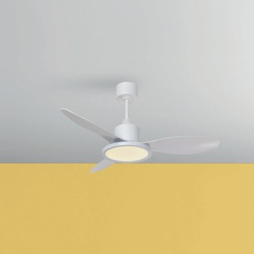 Ventilateurs plafonniers LED - Ventilateur plafonnier 3600 lm Ø1200 – BOREAS – blanc mat, hélice bois naturel